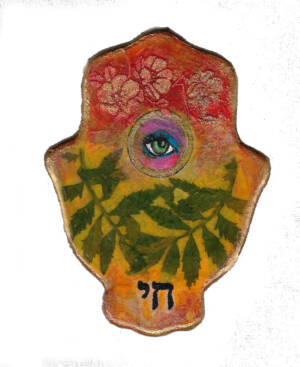 Hamsa with leaves and flowers