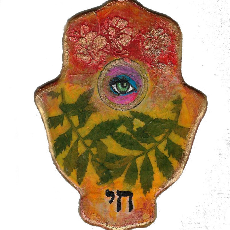 Hamsa with leaves and flowers